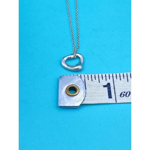 Authentic Tiffany & Co Elsa Peretti Small Open Heart Pendant Necklace 16" - Picture 8 of 11